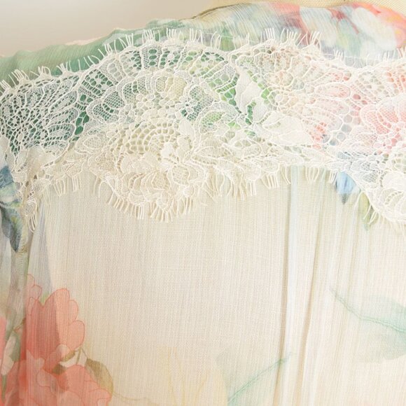 Johnny Was silk dress ruksana sheer floral print boho hippie sheer maxi long M - Picture 8 of 9